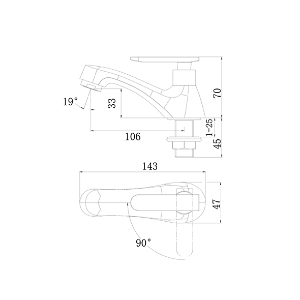 Wear Resistant Cold Water Only Faucet 70mm Chrome Basin Mixer Taps Orin ORFA1103C