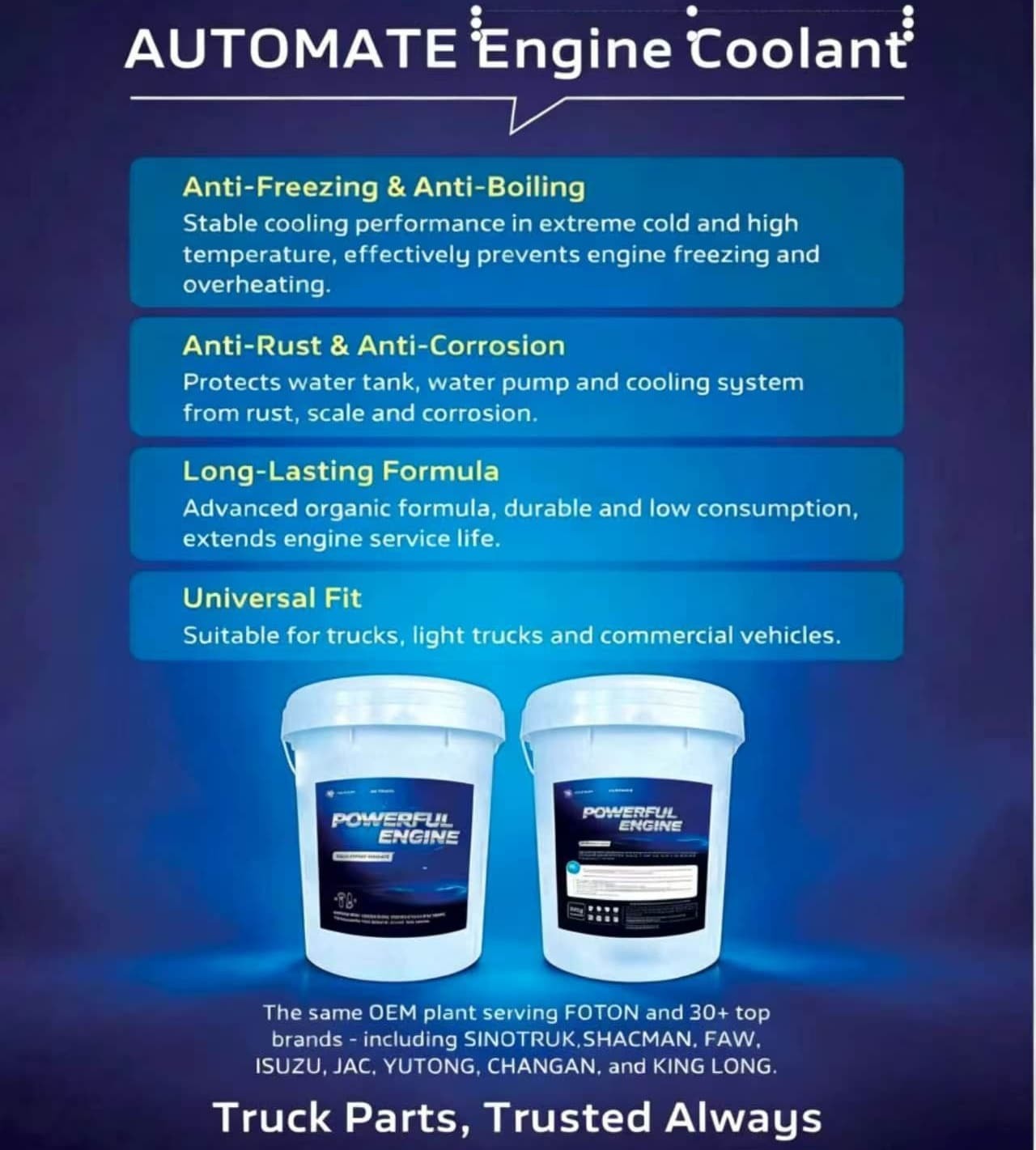 All Season Anti-freeze Anti-rust Engine Coolant for Heavy Trucks