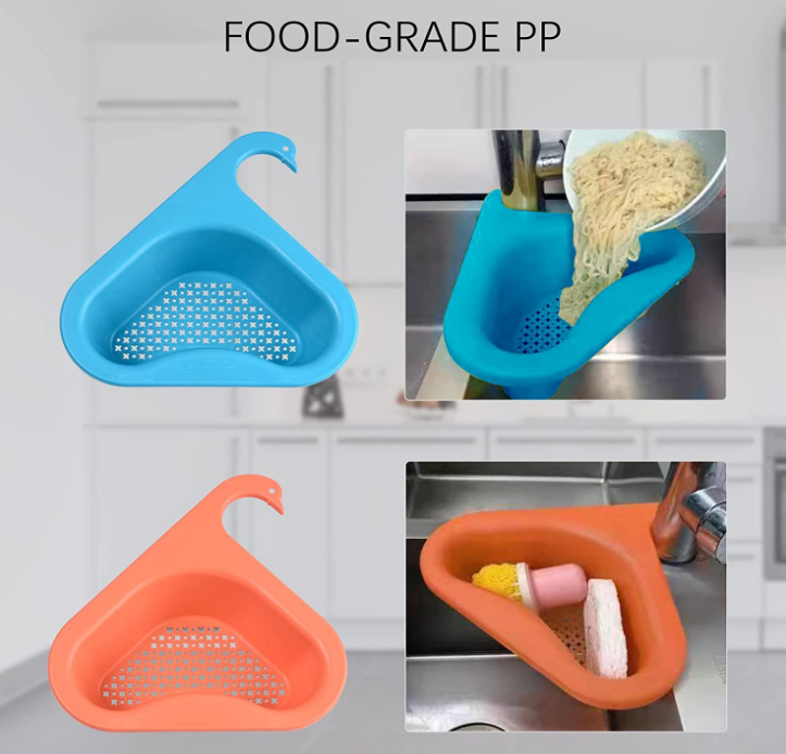 Swan Drain Basket Multipurpose Drain Shelf Triangle Sink Filter Kitchen Supplies