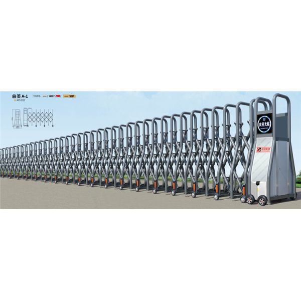Electric Motorized Retractable Fence Gate Accordion Doors Stainless Steel Exterior