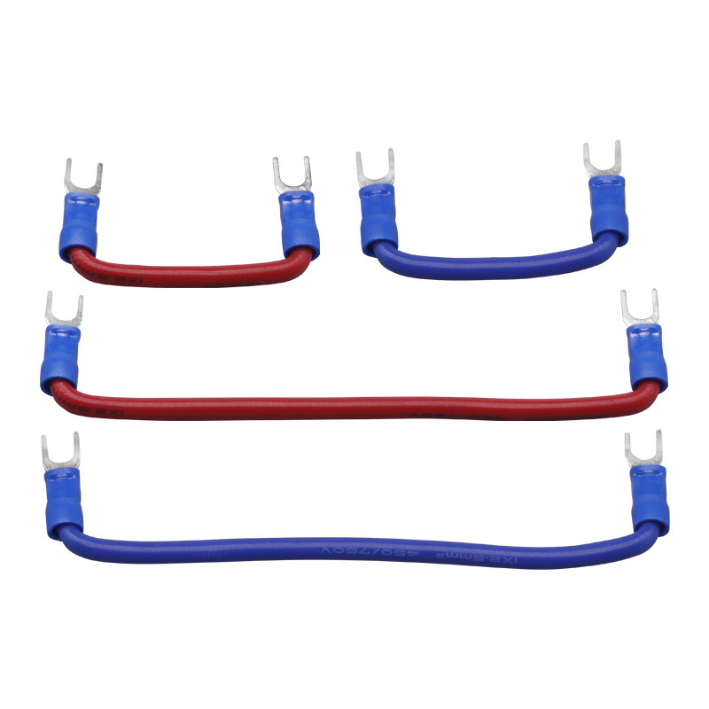 ODM Spade Fork Terminal Pre‑Crimped Jumper Wire Harness, Dual‑End Spade & Spade‑to‑Ferrule Jumper Cable Assembly for Terminal Block Battery Pack,Wire Harness Bulk Supplier