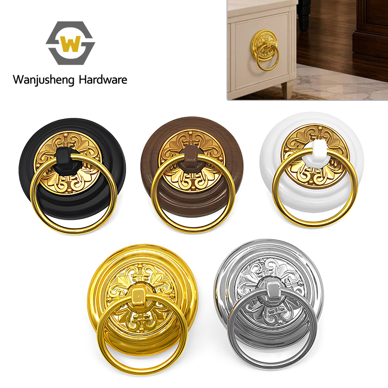 Vintage Round Plastic Furniture Handle Drawer Pull Fittings Decorative Pull Ring for Chairs and Sofas