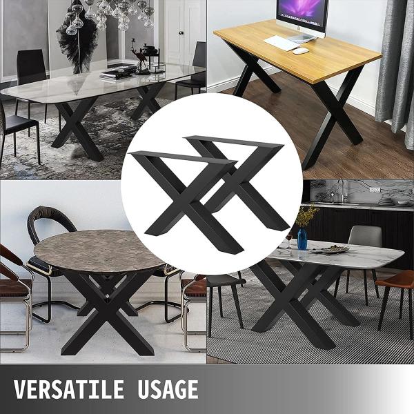 X Shaped Frame Legs for Black Industrial Rustic Metal Dining Table in Office Interior