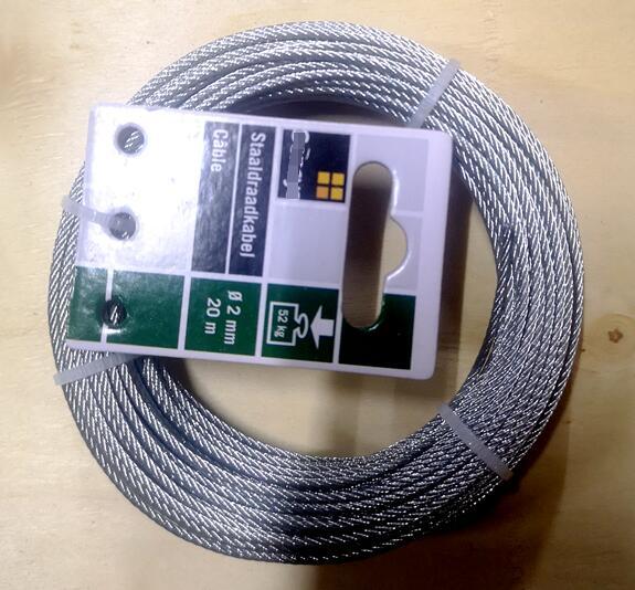 2.0mm X 20m de cable de alambre galvanizado recubierto para la protección segura