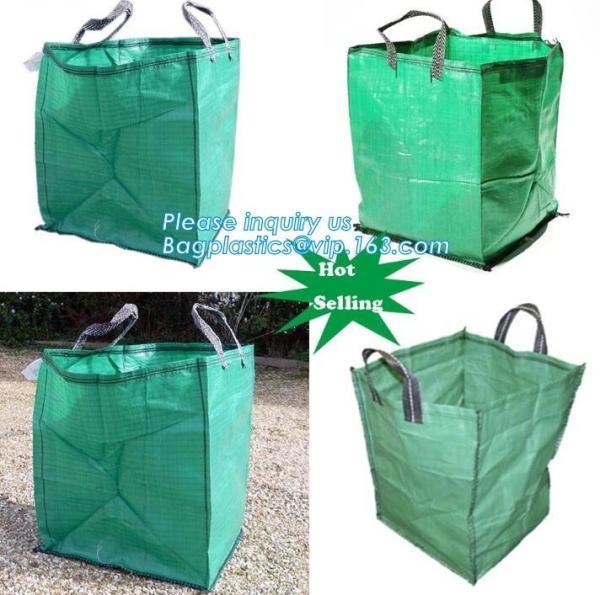 Outdoor Large Capacity Garden Gallon Waterproof Green Lawn PE Woven Waste Bags, Reusable Yard Waste Bags