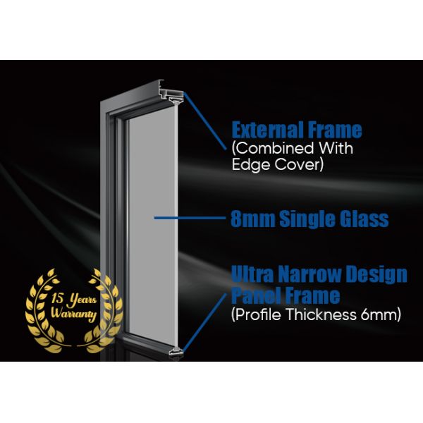 Ultra Slim Edge Single Glass Aluminium Swing Doors Silent For Office