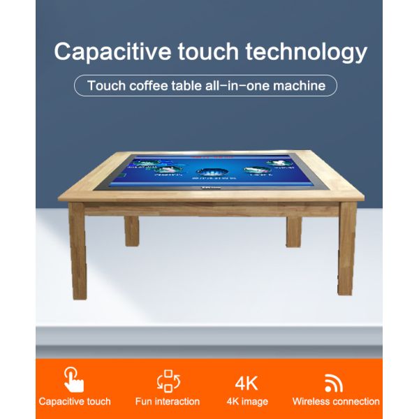 43 Inch Smart Wireless Charging Android System Smart Coffee Table Touch Screen with Cutsomized Color Bar LED Design