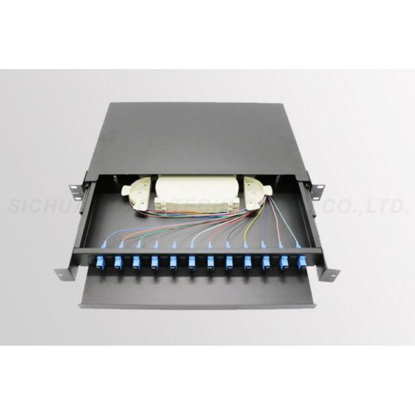 SC 12 Core Fiber Optic Patch Panel 19 Inch 1U Rack Mount Pigtails Inside