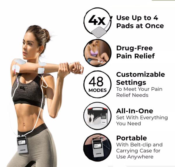 4 Channel Rechargeable Tens Unit Muscle Stimulator Muscle Recovery & Growth Physiotherapy Tens Machine For Pain Relief