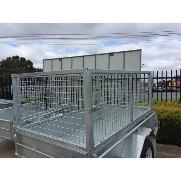 Hot Dipped Galvanized Tandem Cattle Trailer With Cage Flat Top 8 X 5