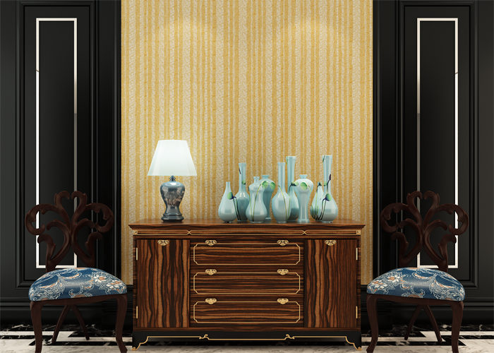 Golden And Gray Sandstone Particle Modern Removable Wallpaper Bedroom Striped Wallpaper
