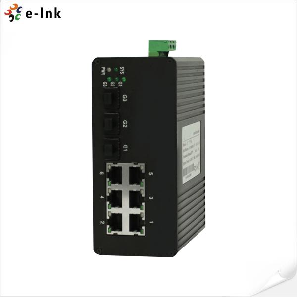 6 Port Managed Industrial Ethernet Switch with 3 1000Base-X SFP ports and 6 10/100Base-T(X) ports