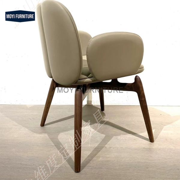 Luxury Modern Solid Wooden Leather Dining Chair Creative Designer Makeup Chair for Hotel Restaurant Cafe Home Furniture