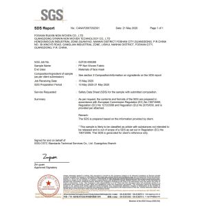 FOSHAN RUIXIN NON WOVEN CO.,LTD Certifications