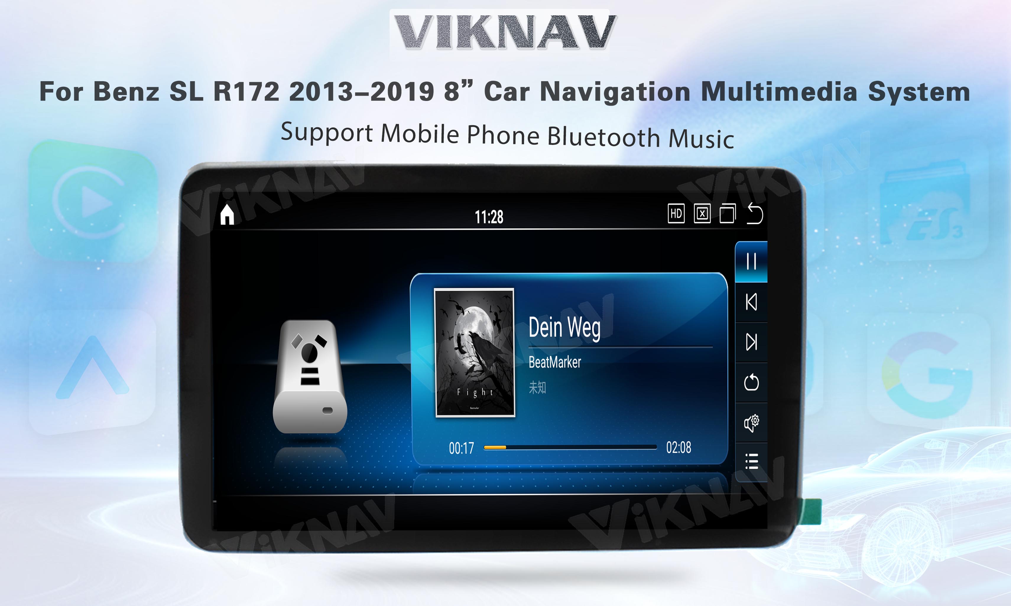 Viknav 8-дюймовое авторадио Android с мультимедийным плеером для экрана для Mercedes Benz SL SLK SLC R172 2013-2019 GPS 2Din NTG4.5