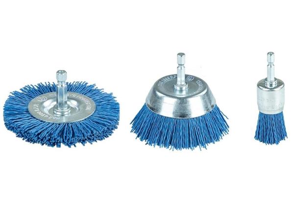Blue Color Abrasive Nylon Wheel Brush Silicon Carbide Filament Drill Brush