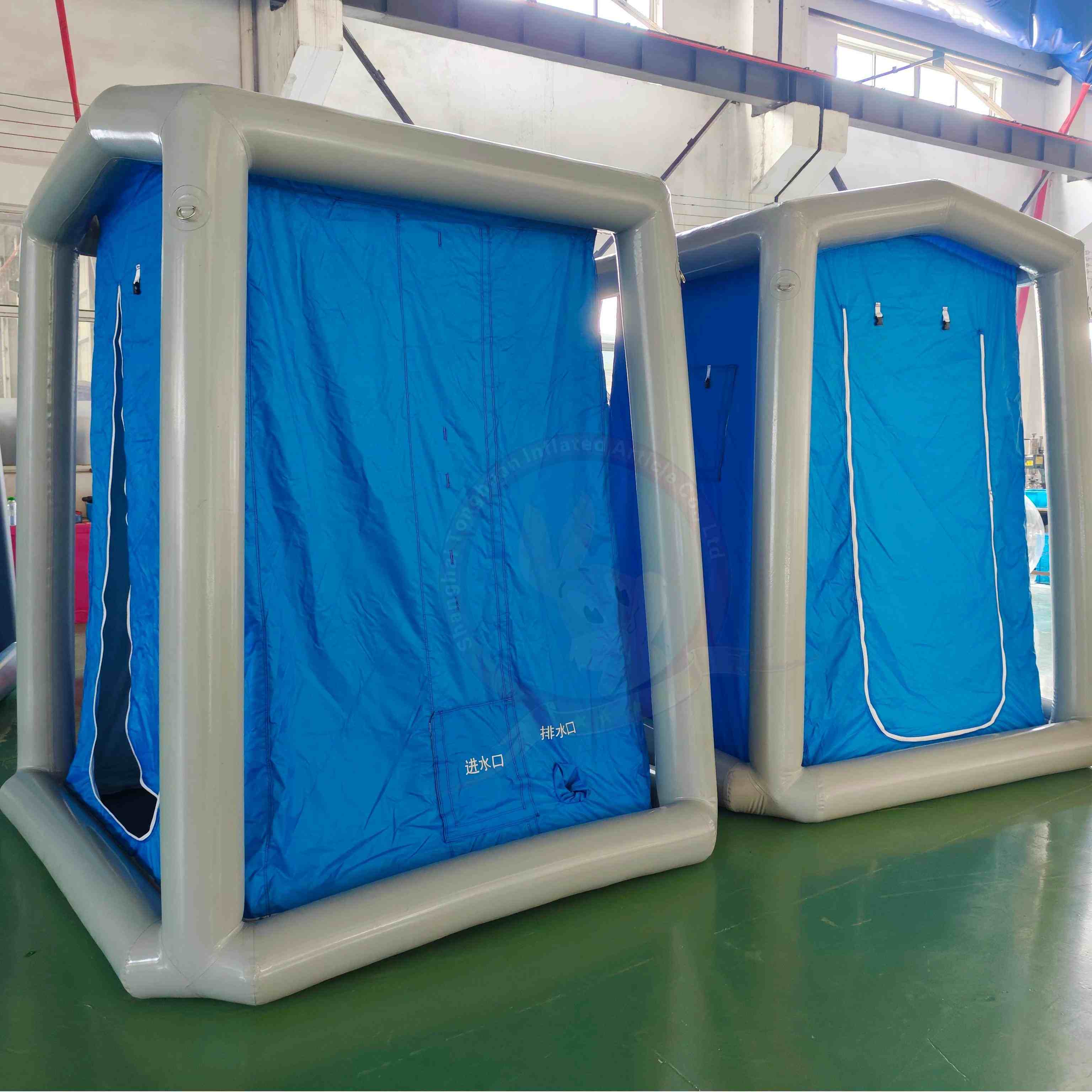 Inflatable Decontamination Tent With Dual Chamber Layout, Water Inlet and Drainage Design, Custom Shelter for Emergency Medical and Public Hygiene Deployment