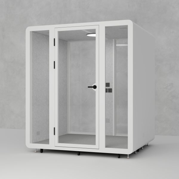 Cabine insonorisée modulaire avec un haut niveau d'insonorisation et un design moderne et élégant pour un bureau-cabine