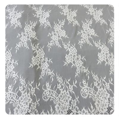 Beautiful white Nylon Eyelash Elastic Lace Trim / Decorative Lace Trim