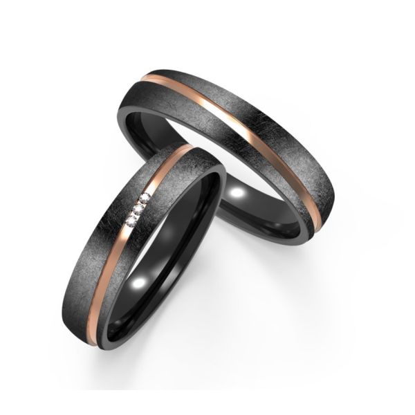 Plain / Domed Ring Black Zirconium Jewelry Shiny Polish / Satin Finish