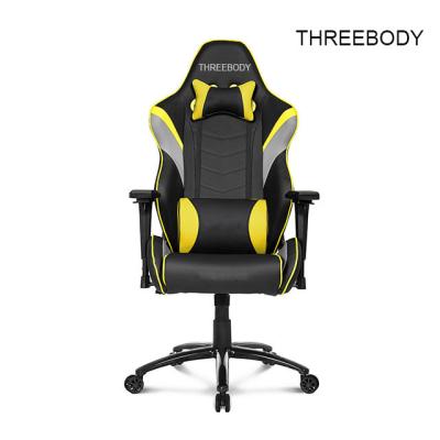 Black And Yellow Gaming Chair , Adjustable Computer Gaming Desk Chair
