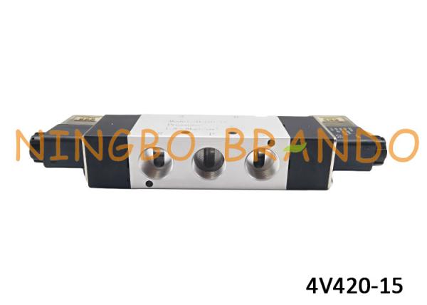 5/2 da válvula direcional elétrica do ar da bobina do dobro da maneira 4V420-15 1/2” NPT de componente de alumínio da automatização do corpo