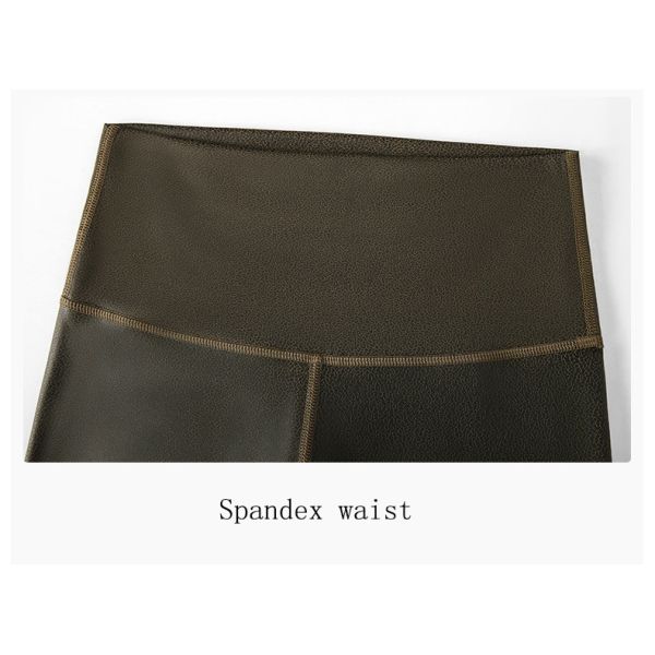 Hidden Pocket Yoga Pants Nude Gilded Women Matte Faux Leather Leggings