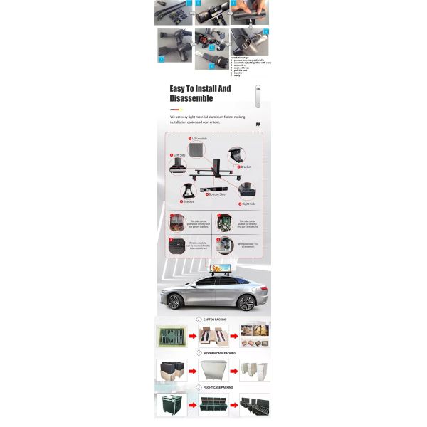 Double Sided Mobile Car Roof Top Led Monitor Outdoor Waterproof IP40