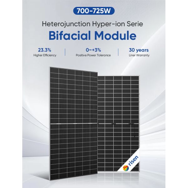 Best Quality Risen 700Watt 710W 720W 730W MONO N Type HJT Bifacial Double Glass PV Module Solar Panel