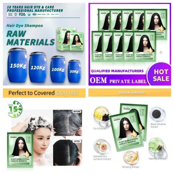 Grey Coverage OEM Bubble Hair Dye Shampoo  Herbal Formula 3-in 1 Instant Hair Color Shampoo  Hair Color Manufacturer Supply