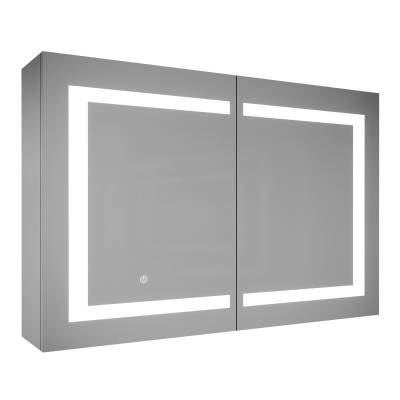 Armazenamento e decoração de banheiros Armário de remédios de espelho duplo iluminado a LED para EUA