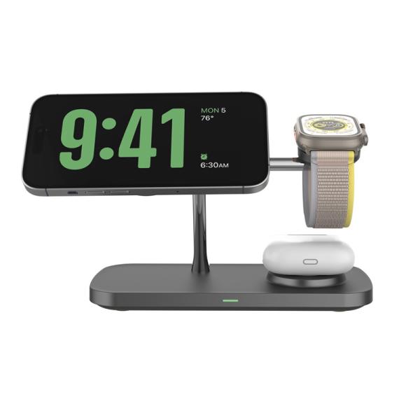 Zinc Alloy Material Exclusive Patented QI Certified Wireless Charger Stand For Iphone Earphone IWatch Fast Phone Charger