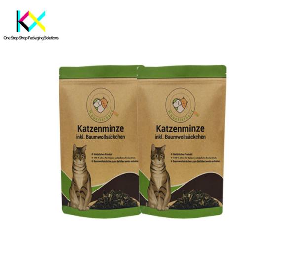 130-140um Pet Food Packaging Pouch Kraft Paper Dog Food Packaging Bag OEM