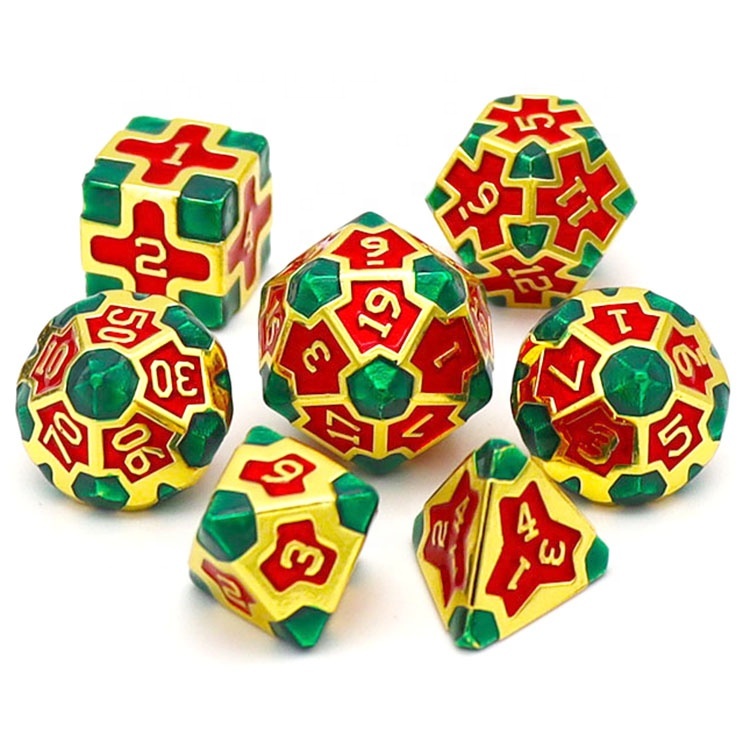 Customized Logo Zinc Alloy Metal Dice Set D4-D20 for Role-Playing Board Games