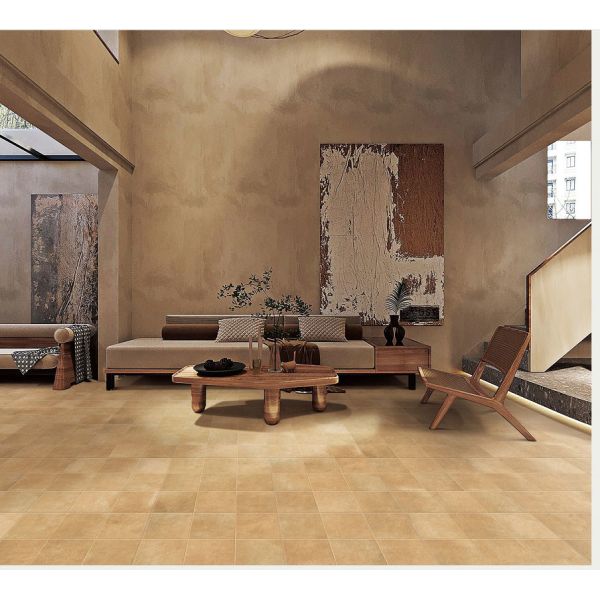 Anti-Slip Light Brown Ceramic Floor Tiles 600x600mm AAA Grade