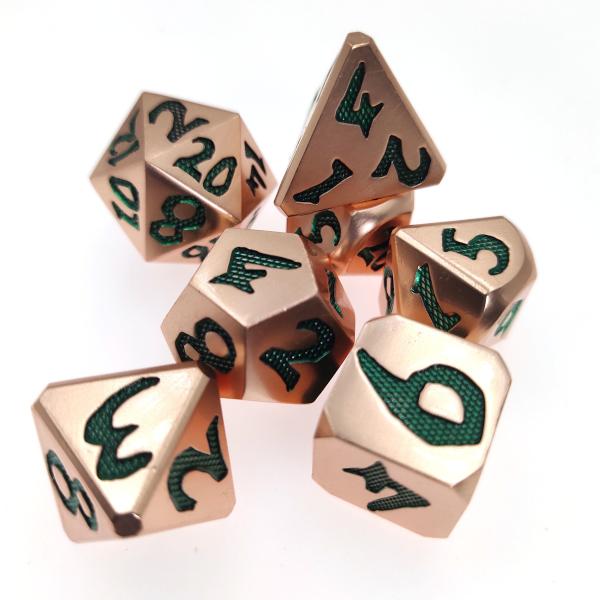 Variety Of Colors Dice Set Polyhedral Sharp Edge Metel Green Nontoxic Metal For Rpg Game