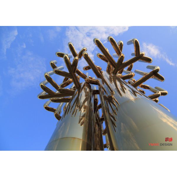 Large Stainless Steel Tree Sculpture Custom Urban Public Art for Square Customization