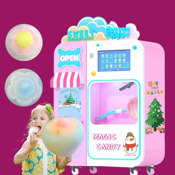 Coin Operated Cotton Candy Vending Machine With SDK Function For Commercial Stalls