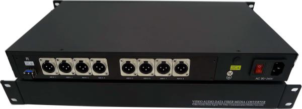 broadcasting programmes balanced audio over fiber extender,8-CH 19inch Rack 3-pin XLR balanced audio to fiber converter