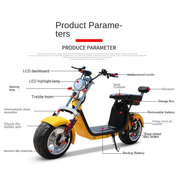 Brushless Controller Electric Two Wheel Waterproof Scooter E Mobility Scooters Made