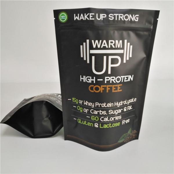 Matte Black Biodegradable Stand Up Zipper Pouch Bags Plastic Mylar Coffee Sachet Packaging