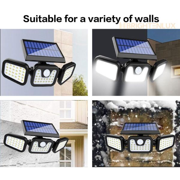 IP65 ABS Outdoor Solar Garden Light 74 LM LED Three Mod Wall  5000K