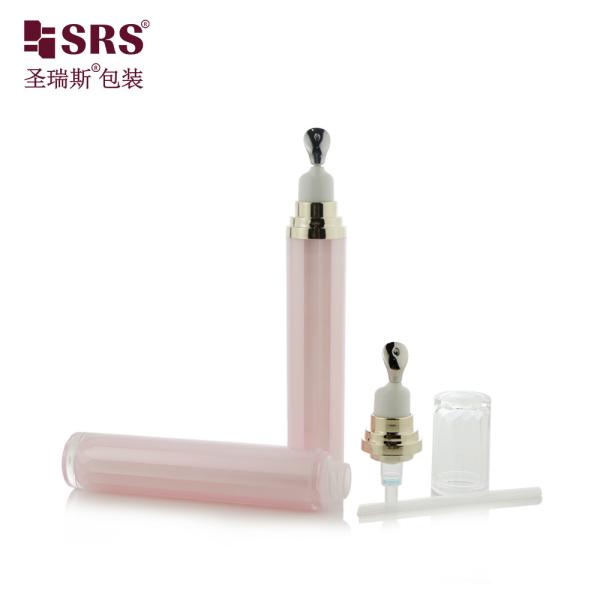 LR001-15ML Applicateur de tête métallique en argent or zinc Luxe sans fuite Crème pour soins de la peau, crème pour les yeux, lotion, gel, bouteille acrylique