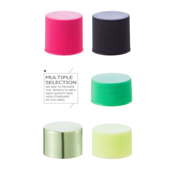 Ribbed aluminum plastic top bottle cap OEM design 24mm 28mm SR-209C