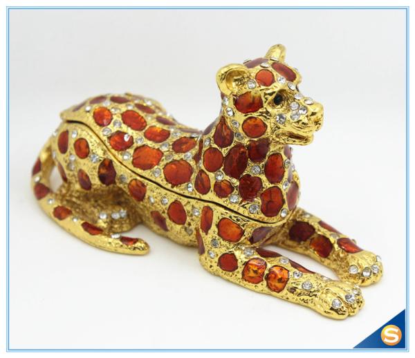 Wholesale Spot Leopard Shape Trinket Box Crystal Metal Trinket Box SCJ294