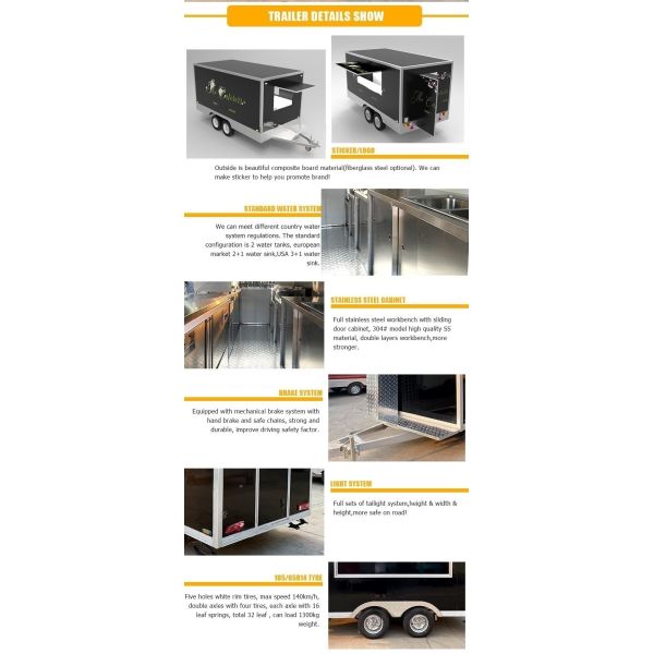 Garment Shops Used Square Food Trailer Kiosk Truck with Top Sale Ice Cream Machine