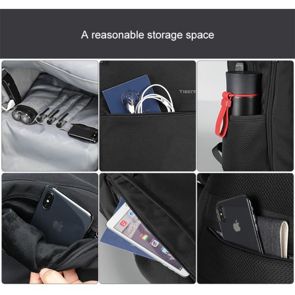 Anti Bacterial Theft Usb Charging Business Travel Backpacks 15.6 Inches