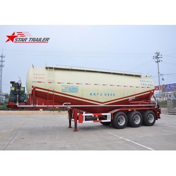 Three Alxe Bulk Cement Tanker Trailer , Long Life Cement Carrier Truck