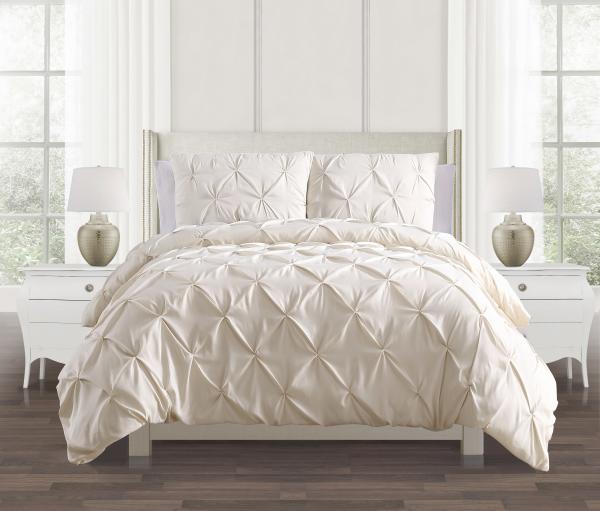 Wrinkle Resistant Pleated 100 Microfiber Duvet Cover Set With Fade Resistance