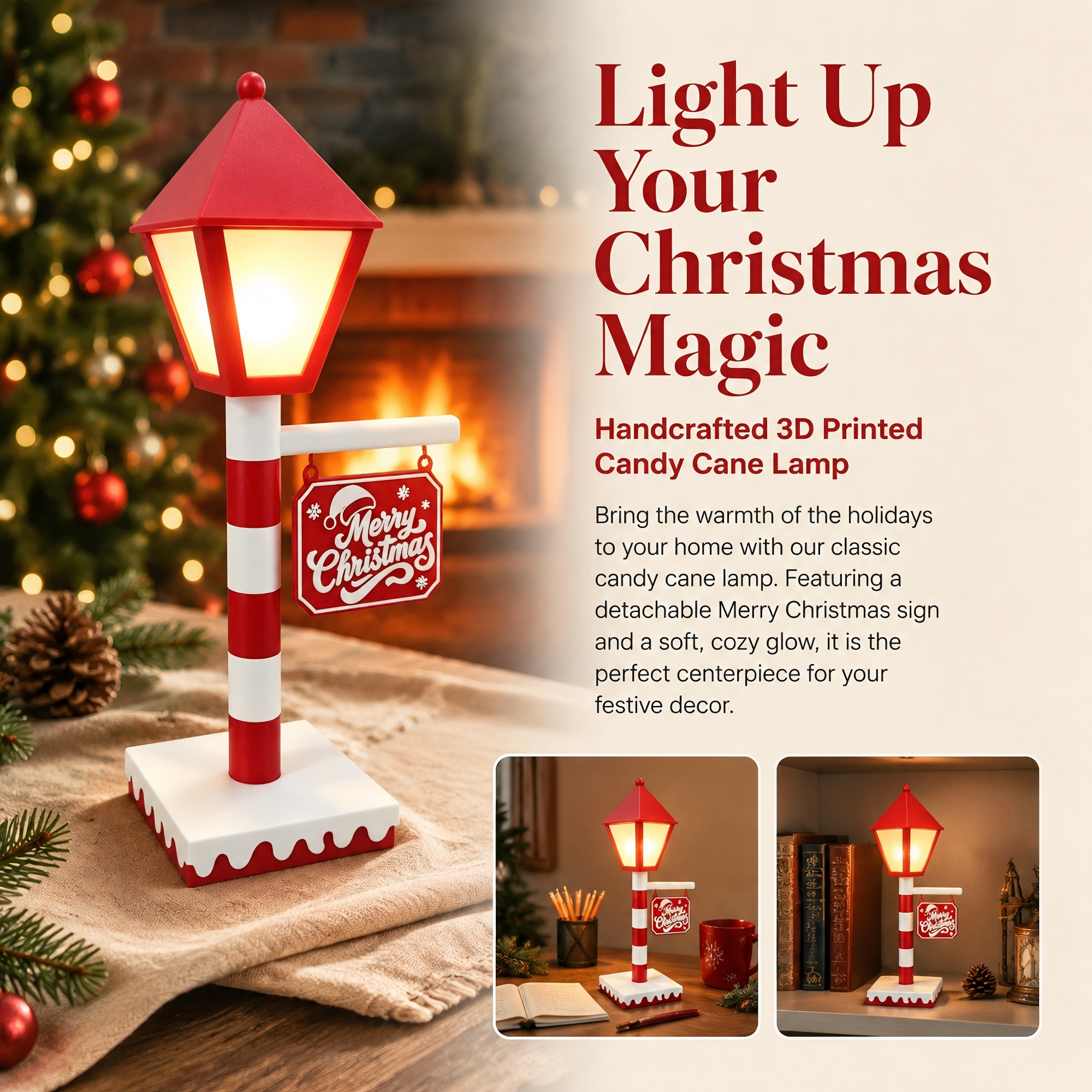 Full Color 3D Printed Lighting Fixtures Warm Light Hanging Desktop Festive Lamp